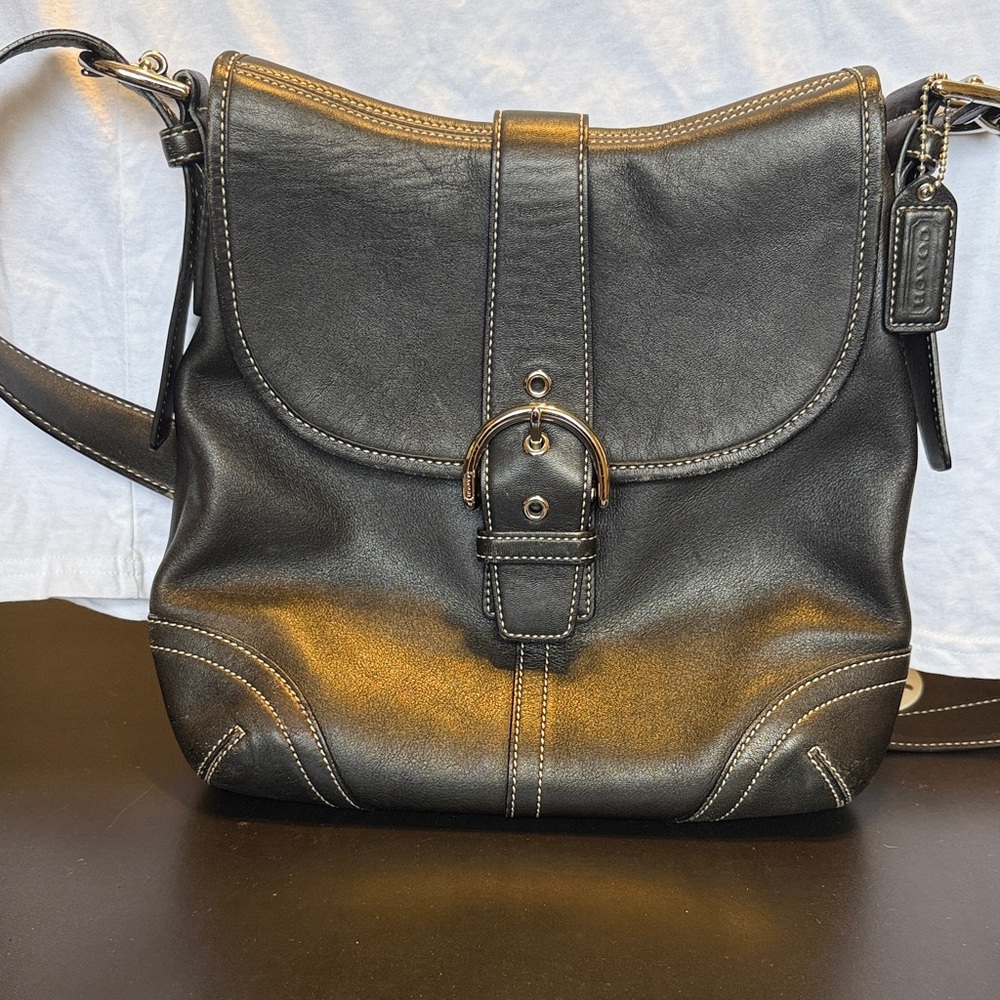 Vintage SoHo Coach Black Leather Crossbody Bag